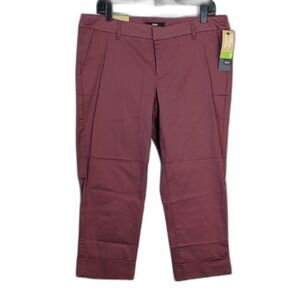 Mossimo Mid Waist Straight Hip Chino Capris Burning Rose Women's Size 12 NWT
